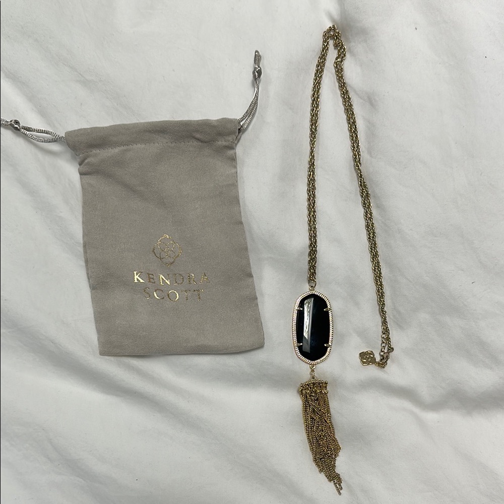 Kendra Scott Black Onyx Gold Necklace with Tassel